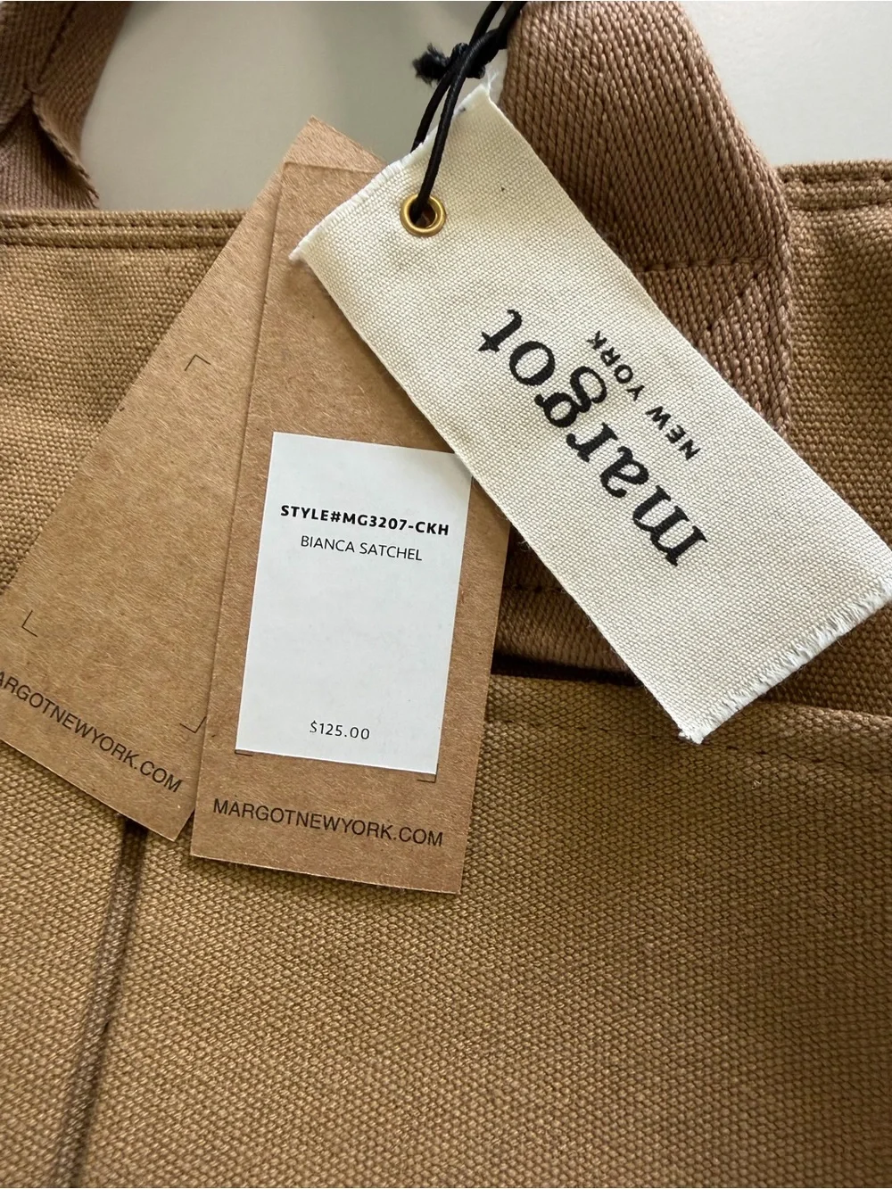 NWT margot New York Unisex Bianca Satchel Canvas Bag BoatTote Crossbody Academia
